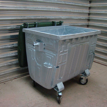 Оцинкованный контейнер 1100л. с пластиковой крышкой