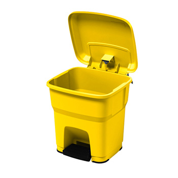 Урна-контейнер пластиковый с педалью 35 л. желтый ГЕРА