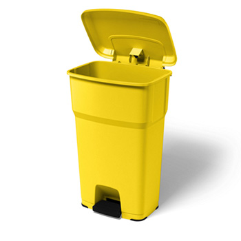 Урна-контейнер пластиковый с педалью 85 л. желтый ГЕРА