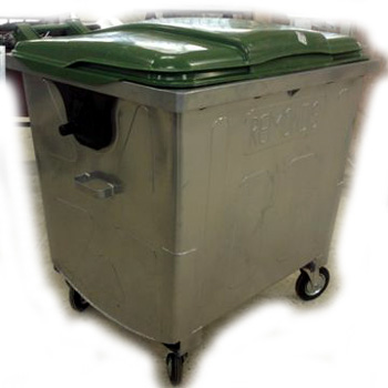 Оцинкованный контейнер для сбора ТБО 1100л. (с плоской пластиковой крышкой)