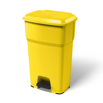 Урна-контейнер пластиковый с педалью 85 л. желтый ГЕРА